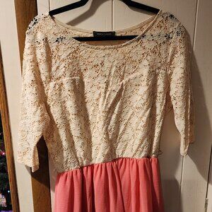 **Fashion to Figure Lace & Chiffon Fit & Flare Dress**